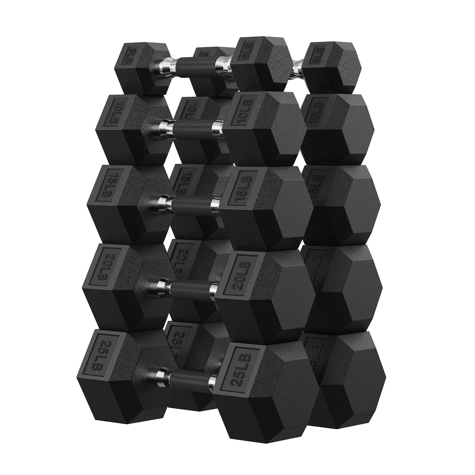 HANDBODE Hex Rubber Dumbbells, Non-Slip Handle Design for Secure & Comfortable Grip, Hand Weights for Strength Training and Home Gym / 150 LB