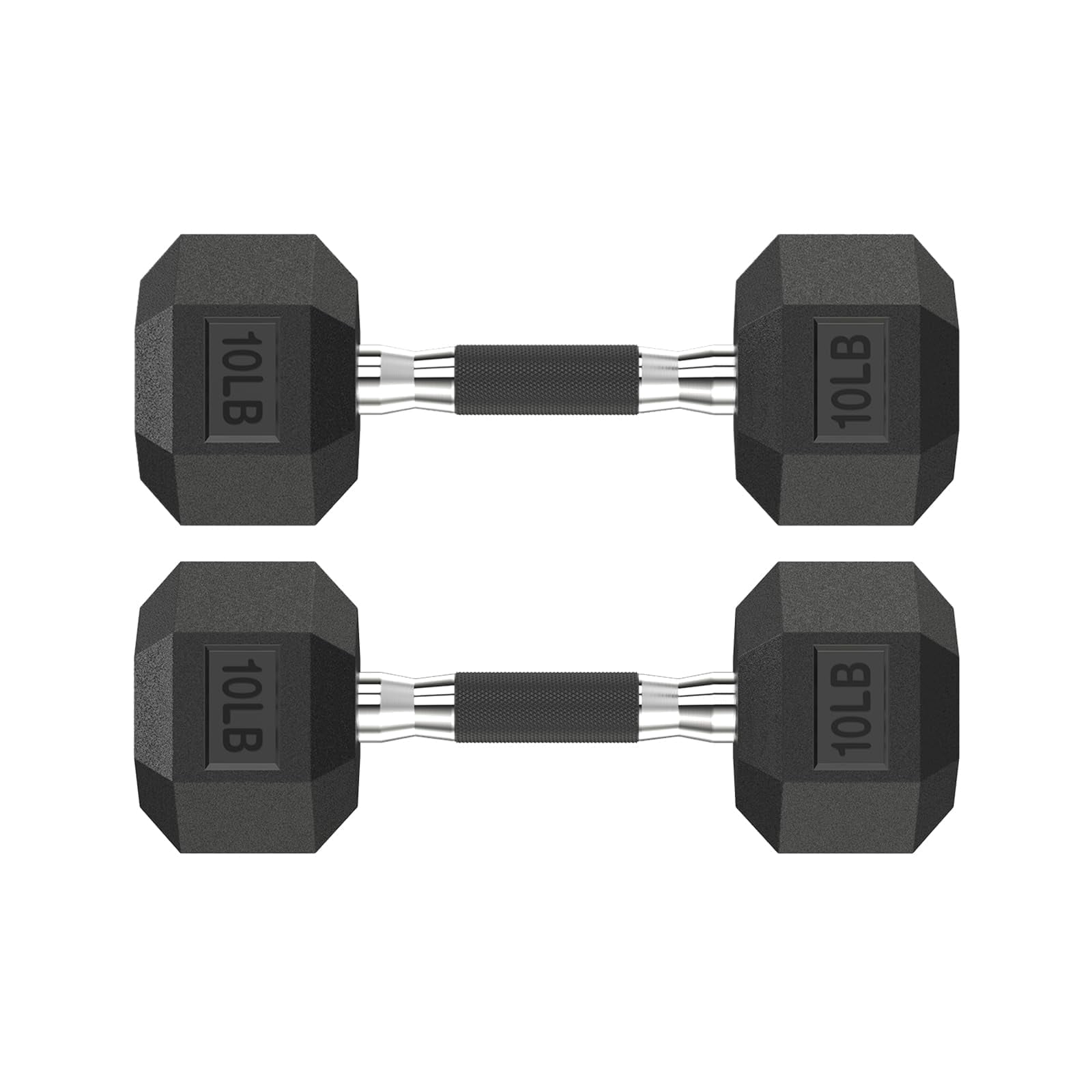 HANDBODE Hex Rubber Dumbbells, Non-Slip Handle Design for Secure & Comfortable Grip, Hand Weights for Strength Training and Home Gym / Pair of 10 LB