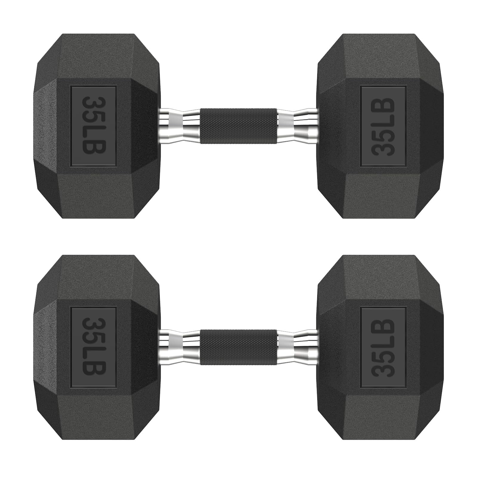 HANDBODE Hex Rubber Dumbbells, Non-Slip Handle Design for Secure & Comfortable Grip, Hand Weights for Strength Training and Home Gym / Pair of 35 LB