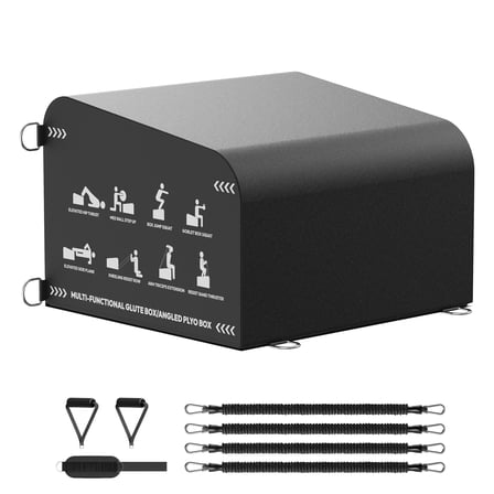 HANDBODE Hip Thrust Bench, Multi-Functional Slip-Free Hip Thrust Machine for Glute Bridge, Box Jump, Push-Ups, Squat, Ab Exercise, Suitable for Home & Gym, Black/White