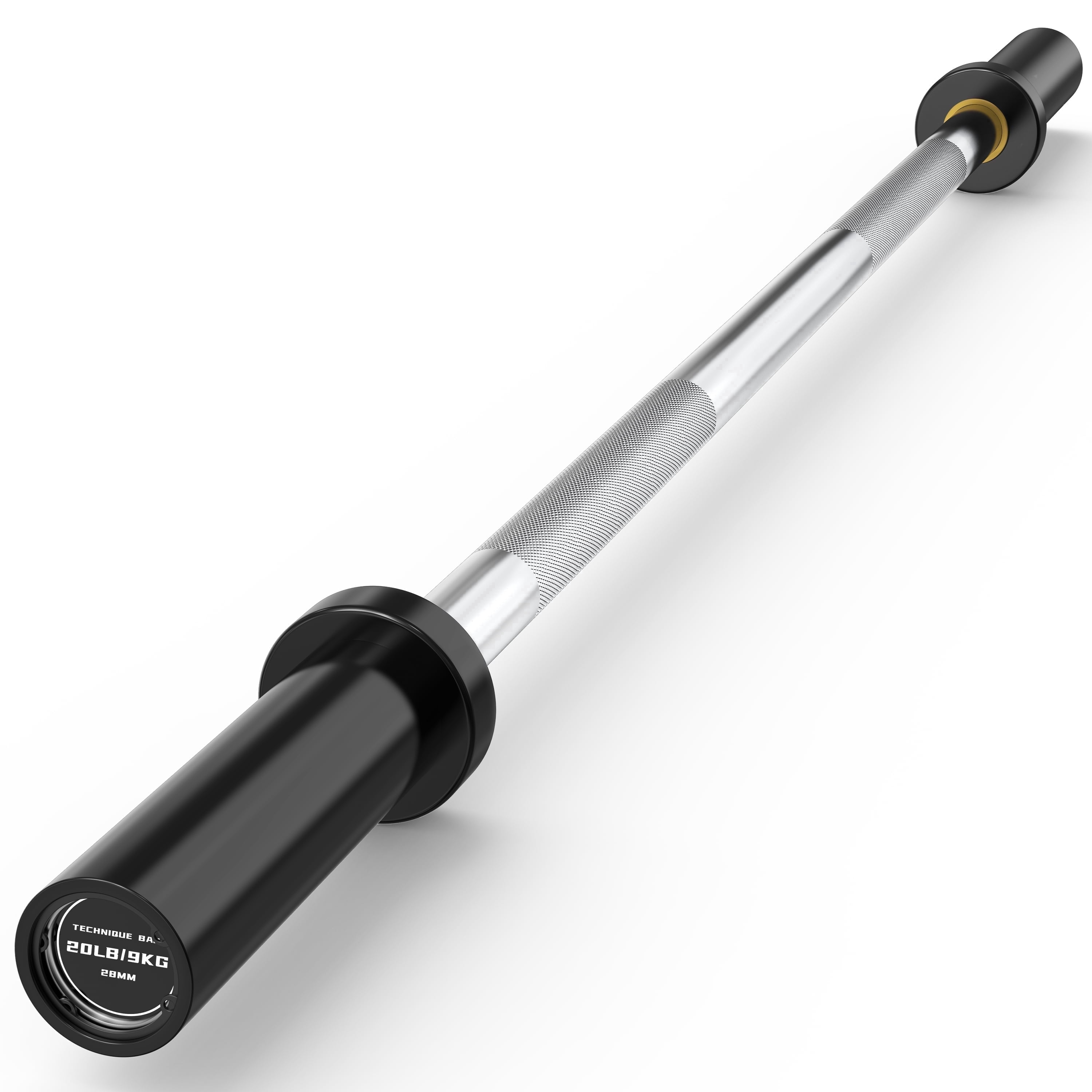 HANDBODE Olympic Barbell Bar 4 ft Weightlifting Bar for Powerlifting, Bench Press, Deadlift, Squat - 500 lb Capacity, Home & Gym Strength Training, 28mm diameter, Silver & Black