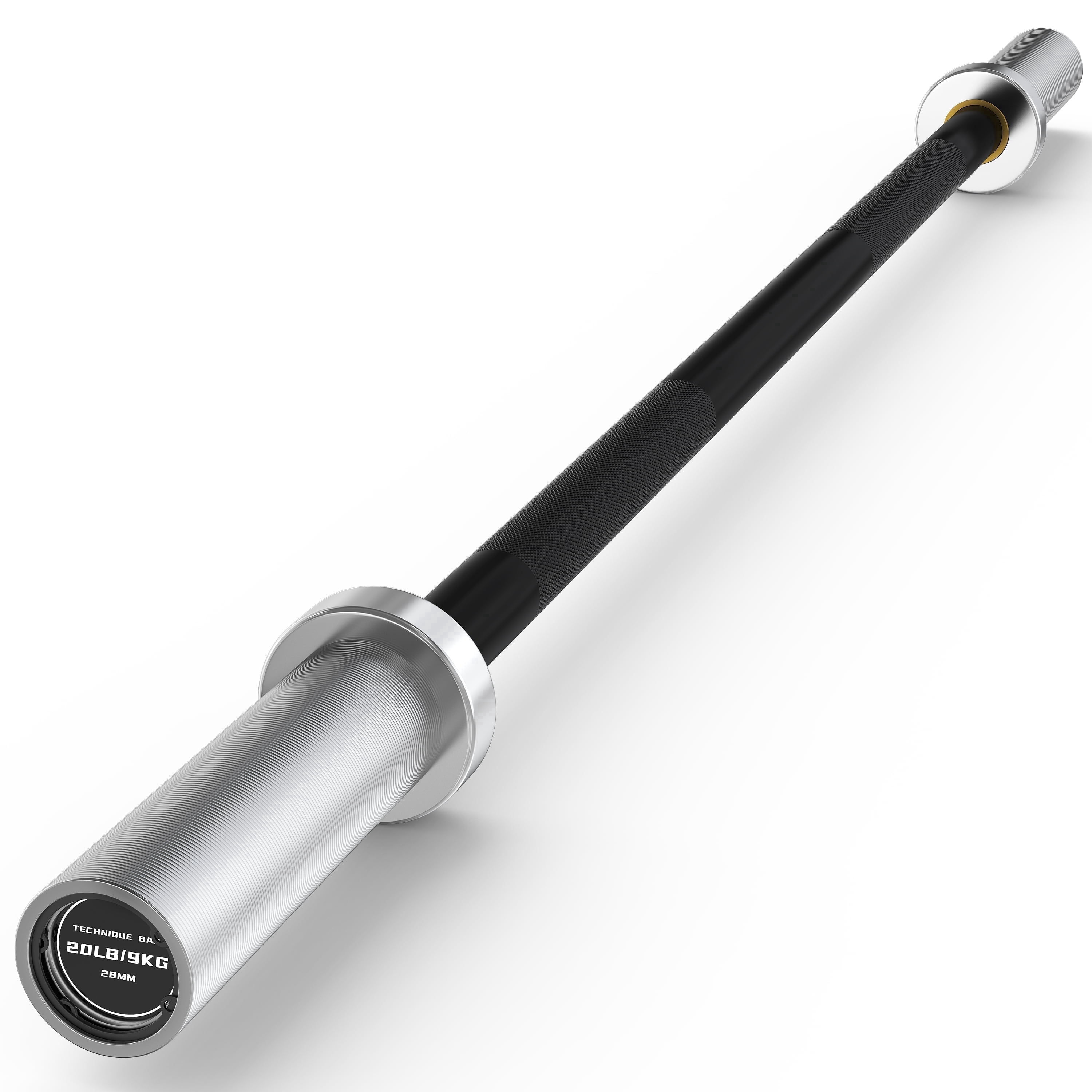HANDBODE Olympic Barbell Bar 4 ft Weightlifting Bar for Powerlifting, Bench Press, Deadlift, Squat - 500 lb Capacity, Home & Gym Strength Training, Black & Silver