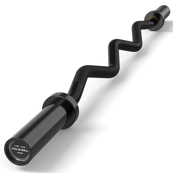 HANDBODE Olympic EZ Curl Bar, 500 lb Capacity, 2-Inch Sleeves, Black, 1-Count, 47-Inch