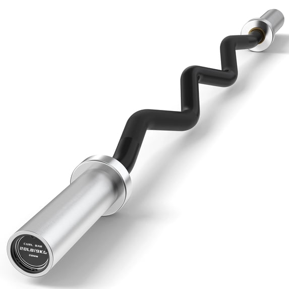 HANDBODE Olympic EZ Curl Barbell Bar, 47" Curl Bar for Weight Lifting, Squats, Hip Thrusts, Biceps, 500 lb Weight Capacity Suitable for 2 inch Weight Plates, Home Gym Weight Bar
