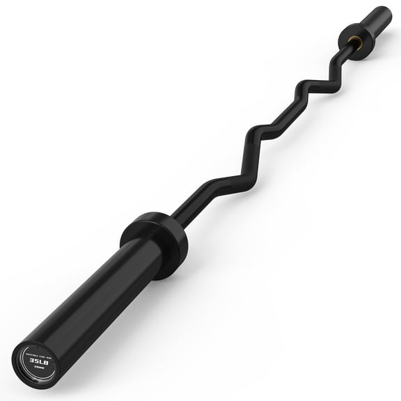 HANDBODE Olympic EZ Curl Barbell Bar 74", 2 inch 6.2 ft Curl Bars for Weightlifting, Squats, Hip Thrusts, Biceps, 500 lb Weight Capacity, Home Gym Weight Bar, Strength Training, Black