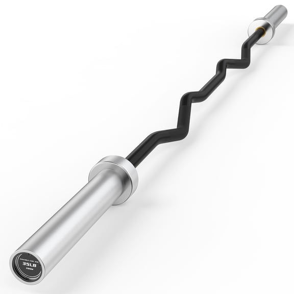 HANDBODE Olympic EZ Curl Barbell Bar 74", 2 inch 6.2 ft Curl Bars for Weightlifting, Squats, Hip Thrusts, Biceps, 500 lb Weight Capacity, Home Gym Weight Bar, Strength Training, Black & Silver