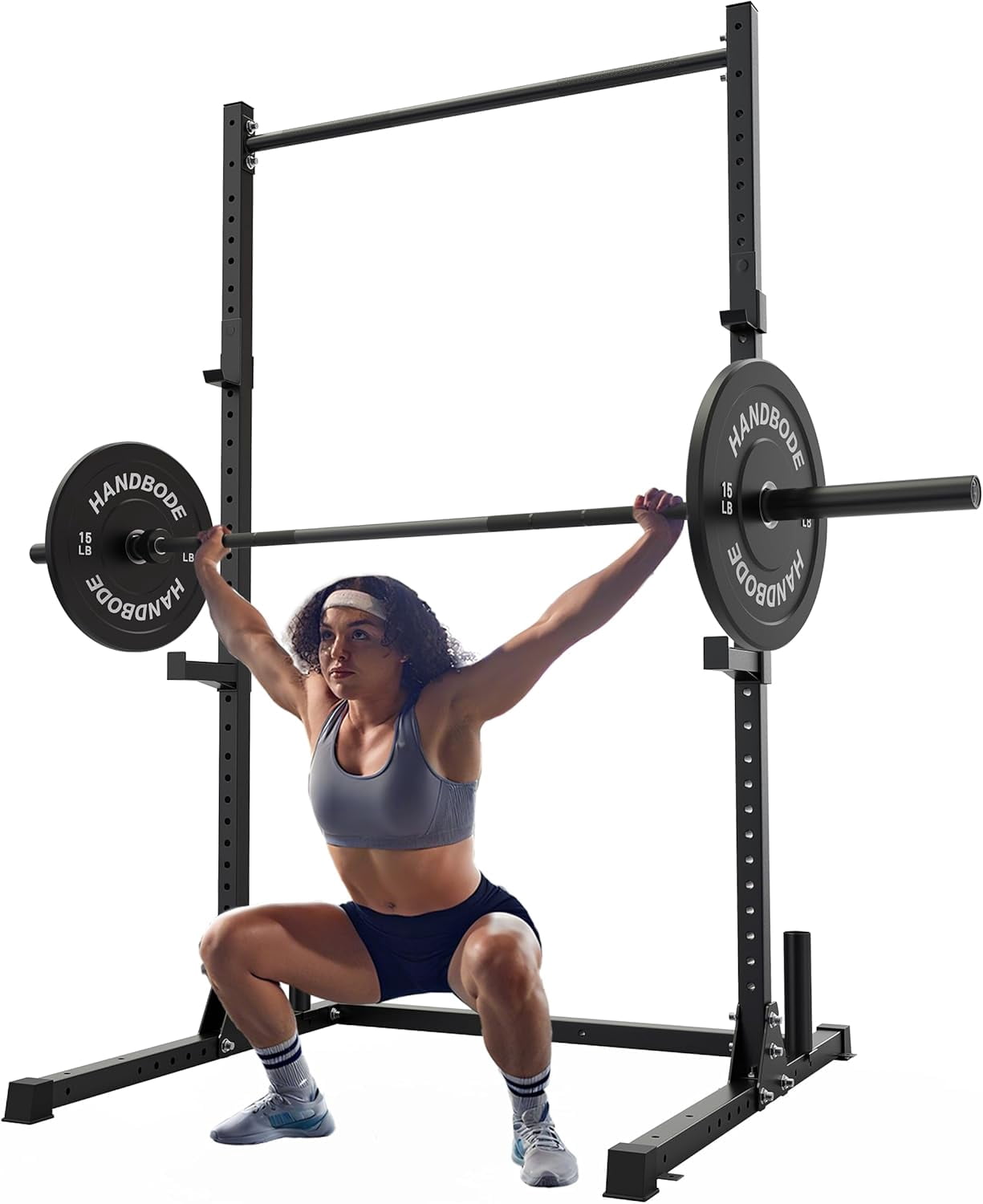 HANDBODE Power Rack with Pull Up Bar, Multi-Functional Power Cage for Home Gym, Heavy Capacity Adjustable Squat Rack Fit 6 FT, 7 FT Barbell, Weightlifting, Strength Training, Bench Press