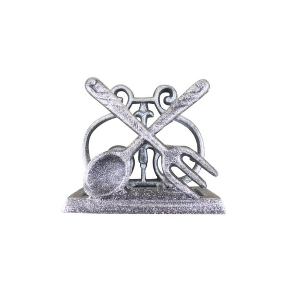 HANDCRAFTED NAUTICAL DCOR Rustic Silver Cast Iron Fork and Spoon Kitchen Napkin Holder 5"