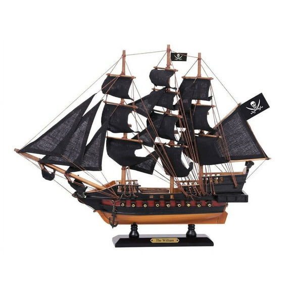 HANDCRAFTED NAUTICAL DÉCOR Wooden Calico Jack's The William Black Sails Limited Model Pirate Ship 15"