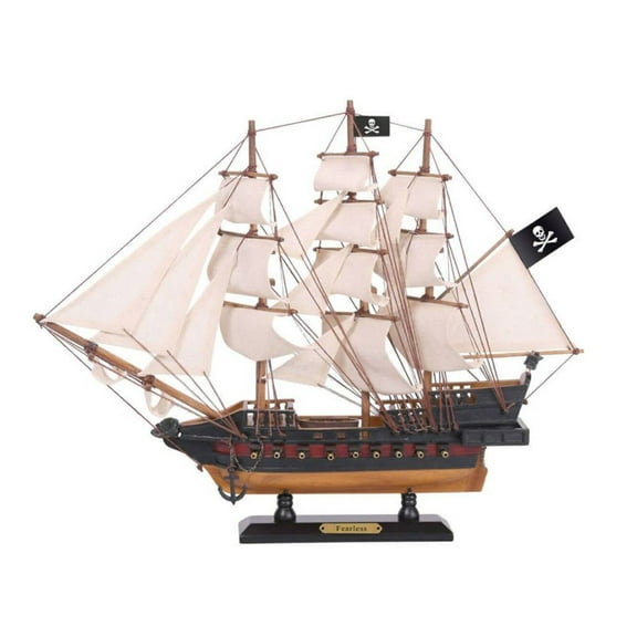 HANDCRAFTED NAUTICAL DCOR Wooden Fearless White Sails Limited Model Pirate Ship 15"