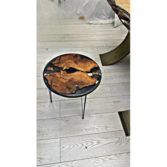 HANDI STONE Epoxy Round Table (Only Top) Natural Wood Table, Wooden Office Desk, for Meeting, Kitchen, Dining Room, Living Room, Home Dcor (Top_M2C-t001)