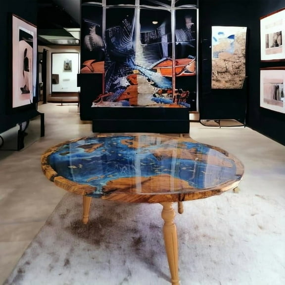 HANDI STONE Epoxy Round Table (Only Top) Natural Wood Table, Wooden Office Desk, for Meeting, Kitchen, Dining Room, Living Room, Home Dcor (Top_M2C-t001)