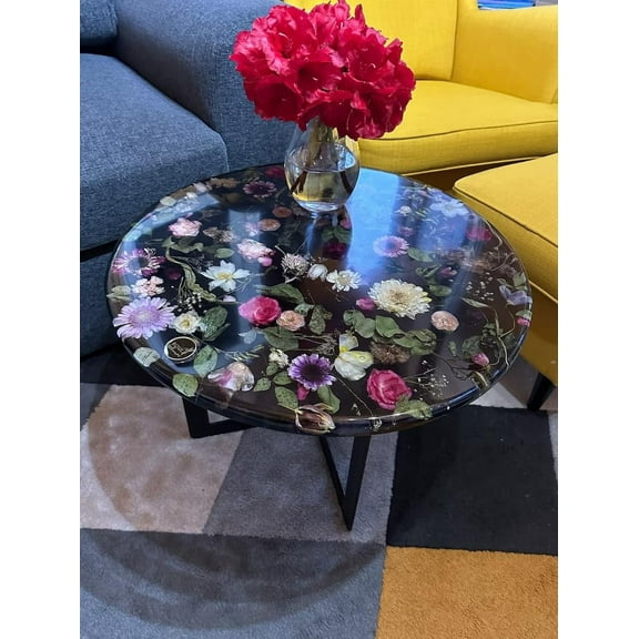 HANDI STONE Epoxy Round Table (Only Top) Natural Wood Table, Wooden Office Desk, for Meeting, Kitchen, Dining Room, Living Room, Home Dcor (Top_M2C-t001)