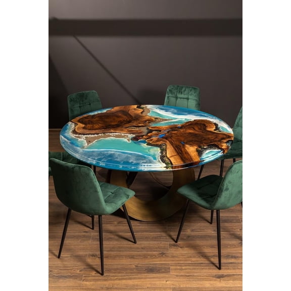 HANDI STONE Epoxy Round Table (Only Top) Natural Wood Table, Wooden Office Desk, for Meeting, Kitchen, Dining Room, Living Room, Home Dcor (Top_M2C-t001)