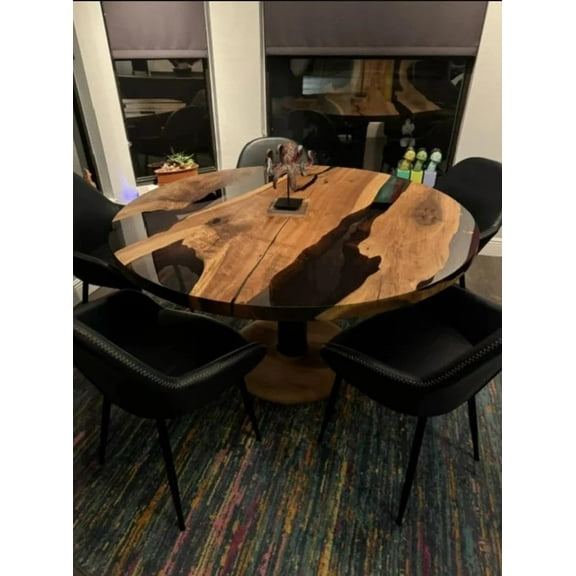 HANDI STONE Epoxy Round Table (Only Top) Natural Wood Table, Wooden Office Desk, for Meeting, Kitchen, Dining Room, Living Room, Home Dcor (Top_M2C-t001)