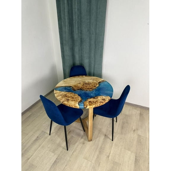 HANDI STONE Epoxy Round Table (Only Top) Natural Wood Table, Wooden Office Desk, for Meeting, Kitchen, Dining Room, Living Room, Home Décor (Top_M2C-t001)
