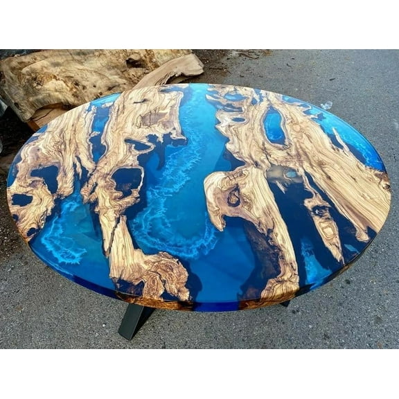 HANDI STONE Epoxy Round Table (Only Top) Natural Wood Table, Wooden Office Desk, for Meeting, Kitchen, Dining Room, Living Room, Home Dcor (Top_M2C-t001)