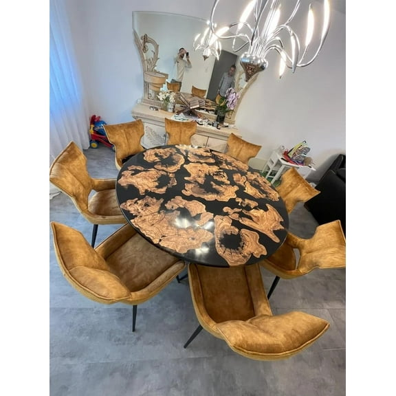 HANDI STONE Epoxy Round Table (Only Top) Natural Wood Table, Wooden Office Desk, for Meeting, Kitchen, Dining Room, Living Room, Home Dcor (Top_M2C-t001)
