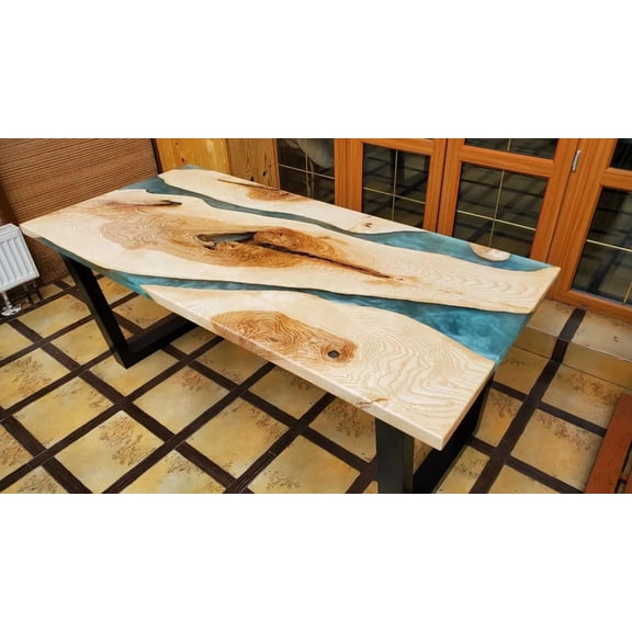 HANDI STONE Epoxy Round Table (Only Top) Natural Wood Table, Wooden Office Desk, for Meeting, Kitchen, Dining Room, Living Room, Home Dcor (Top_M2C-t001)