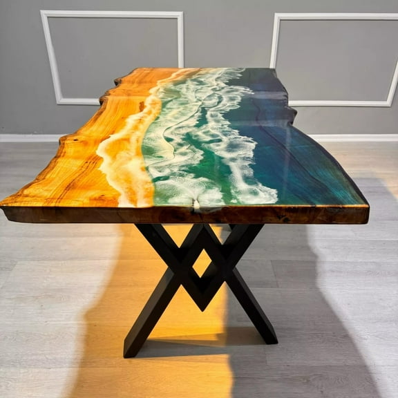 HANDI STONE Epoxy Round Table (Only Top) Natural Wood Table, Wooden Office Desk, for Meeting, Kitchen, Dining Room, Living Room, Home Décor (Top_M2C-t001)