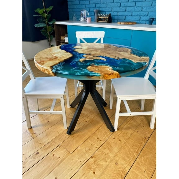 HANDI STONE Epoxy Round Table (Only Top) Natural Wood Table, Wooden Office Desk, for Meeting, Kitchen, Dining Room, Living Room, Home Dcor (Top_M2C-t001)