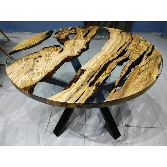 HANDI STONE Epoxy Round Table (Only Top) Natural Wood Table, Wooden Office Desk, for Meeting, Kitchen, Dining Room, Living Room, Home Dcor (Top_M2C-t001)