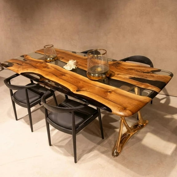 HANDI STONE Epoxy Square Table (Only Top) Natural Wood Table, Wooden Office Desk, for Meeting, Kitchen, Dining Room, Living Room, Home Dcor (Top_M2C-t001)