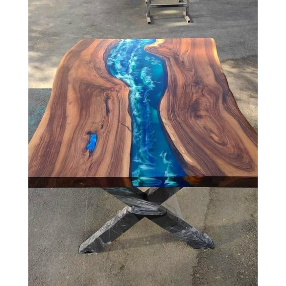 HANDI STONE Epoxy Square Table (Only Top) Natural Wood Table, Wooden Office Desk, for Meeting, Kitchen, Dining Room, Living Room, Home Dcor (Top_M2C-t001)