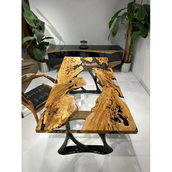 HANDI STONE Epoxy Square Table (Only Top) Natural Wood Table, Wooden Office Desk, for Meeting, Kitchen, Dining Room, Living Room, Home Dcor (Top_M2C-t001)