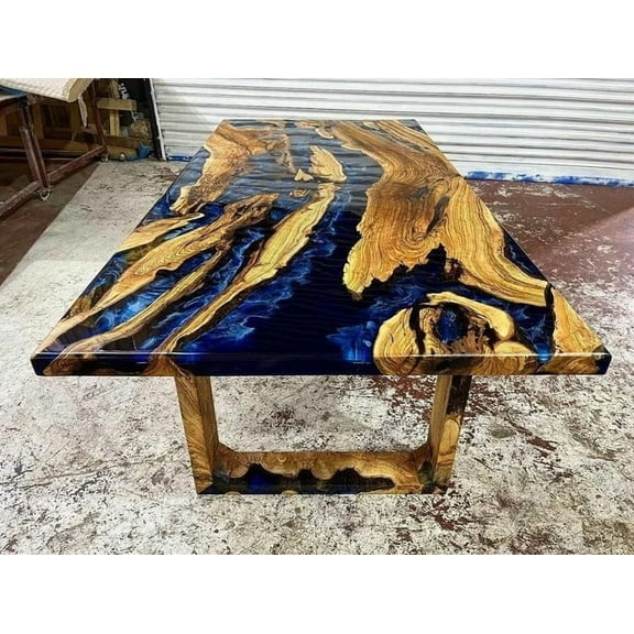 HANDI STONE Epoxy Square Table (Only Top) Natural Wood Table, Wooden Office Desk, for Meeting, Kitchen, Dining Room, Living Room, Home Dcor (Top_M2C-t001)