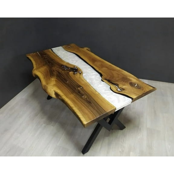 HANDI STONE Epoxy Square Table (Only Top) Natural Wood Table, Wooden Office Desk, for Meeting, Kitchen, Dining Room, Living Room, Home Dcor (Top_M2C-t001)