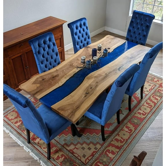 HANDI STONE Epoxy Square Table (Only Top) Natural Wood Table, Wooden Office Desk, for Meeting, Kitchen, Dining Room, Living Room, Home Dcor (Top_M2C-t001)