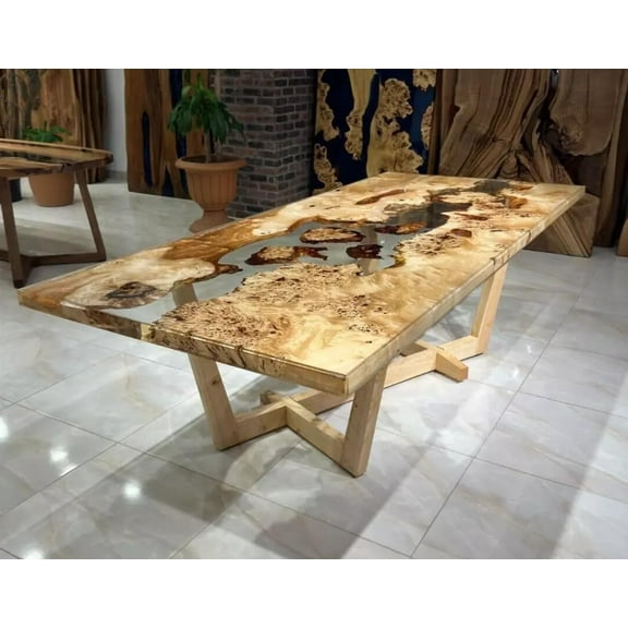 HANDI STONE Epoxy Square Table (Only Top) Natural Wood Table, Wooden Office Desk, for Meeting, Kitchen, Dining Room, Living Room, Home Dcor (Top_M2C-t001)