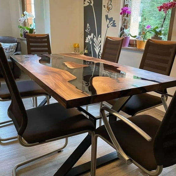 HANDI STONE Epoxy Square Table (Only Top) Natural Wood Table, Wooden Office Desk, for Meeting, Kitchen, Dining Room, Living Room, Home Dcor (Top_M2C-t001)