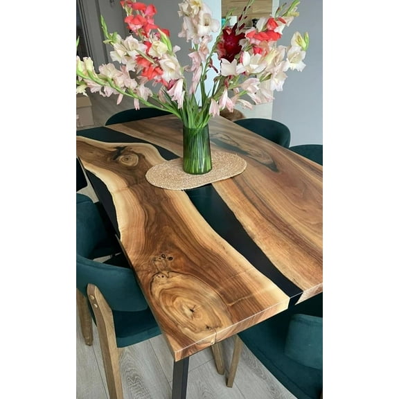 HANDI STONE Epoxy Square Table (Only Top) Natural Wood Table, Wooden Office Desk, for Meeting, Kitchen, Dining Room, Living Room, Home Dcor (Top_M2C-t001)