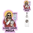 thumbnail image 1 of HANDICHI Design Funny 2 Inch Nurse Badge Reel – “Lord Have MRSA” Cute Retractable Acrylic ID Badge Holder Clip for RN LPN CNA MA, Nursing Students, Pediatric Staff, Doctors & Healthcare Workers, 1 of 7