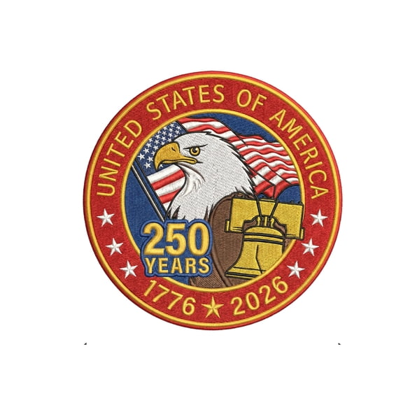 HANDICHI Design United States of America 250 Years 1776-2026 Patch 3.5 Inch – USA 250th Anniversary Embroidered Patch Iron On Sew On for Hats Jackets Bags Backpacks