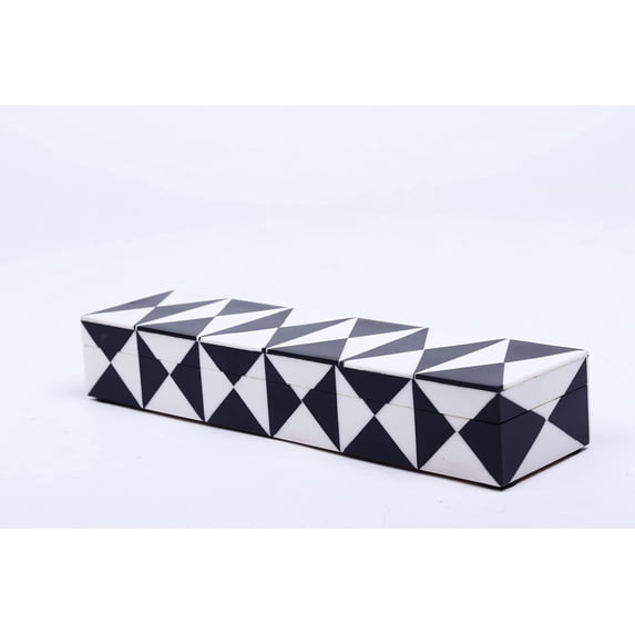 HANDICRAFTS HOME Black & White Triangle Art Collection Storage Organizer Decorative Box Multipurpose Gift 10x2.5x1.5 inch