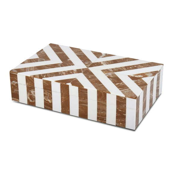 HANDICRAFTS HOME Chevron Collection, Storage Organizer Decorative Box Multipurpose Gift - Chevron Brown 10x6x2.5 inch