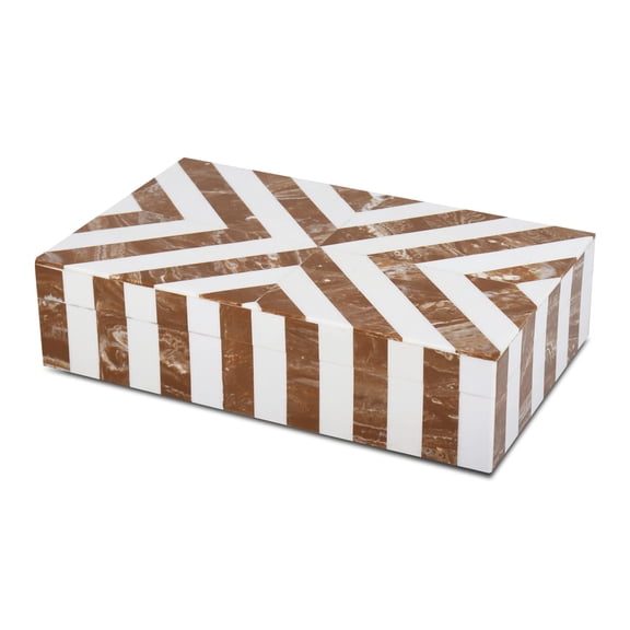 HANDICRAFTS HOME Chevron Collection, Storage Organizer Decorative Box Multipurpose Gift - Chevron Brown 10x6x2.5 inch