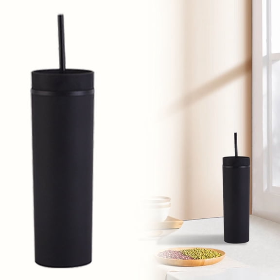 HANDIED 16 Oz Tumbler With Lid Slim Double Wall Reusable Plastic Water Bottle Coffee Travel Mug 450ml Leak Proof And Insulated Cup For Hot And Cold Beverages