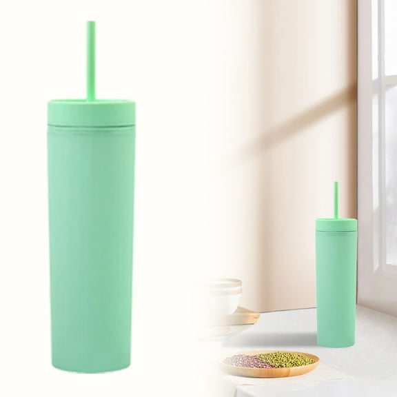 HANDIED 16 Oz Tumbler With Lid Slim Double Wall Reusable Plastic Water Bottle Coffee Travel Mug 450ml Leak Proof And Insulated Cup For Hot And Cold Beverages