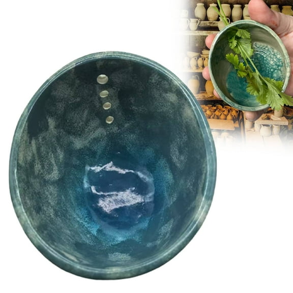 HANDIED New Pottery Herb Stripper Bowl Ceramic Herb Tool With Various Hole Sizes For Efficient And Quick Leaf Removal Kitchen Gadget For Fresh Herbs Cooking Essential