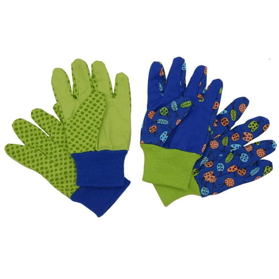 HANDLANDY 2 Pairs Kids Cotton Garden Gloves, DIY Gloves for Age 5-6, Small, Green