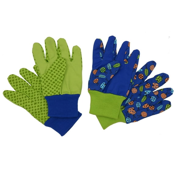 HANDLANDY 2 Pairs Kids Cotton Garden Gloves, DIY Gloves for Age 7-8, Medium, Green