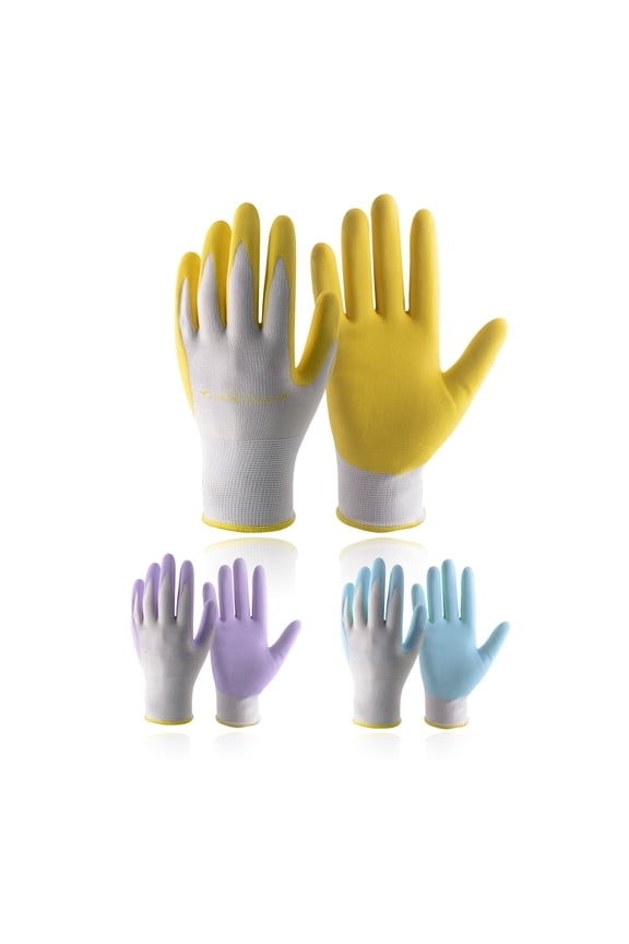 3 Pairs Women Breathable Nitrile Coated Garden Gloves Yard Work Gloves Latex Free, Medium