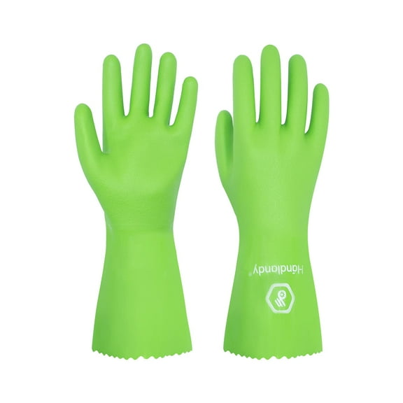 HANDLANDY Chemical Resistant Gloves Reusable, Nitrile Heavy Duty Industrial Safety Work Gardening Cleaning Gloves, Medium