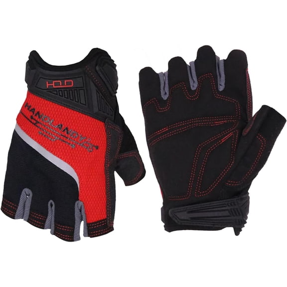 HANDLANDY Fingerless Cycling Gloves for Men Utility Padded Half Finger Driving Working