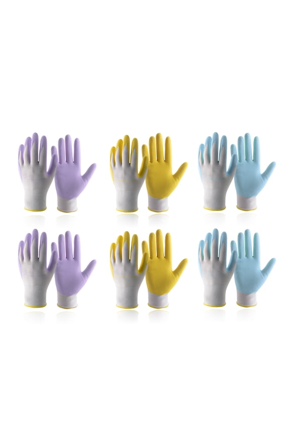 Garden Gloves for Women Latex Free, 6 Pairs Breathable Nitrile Coated Small Gardening Gloves Yard Work Gloves