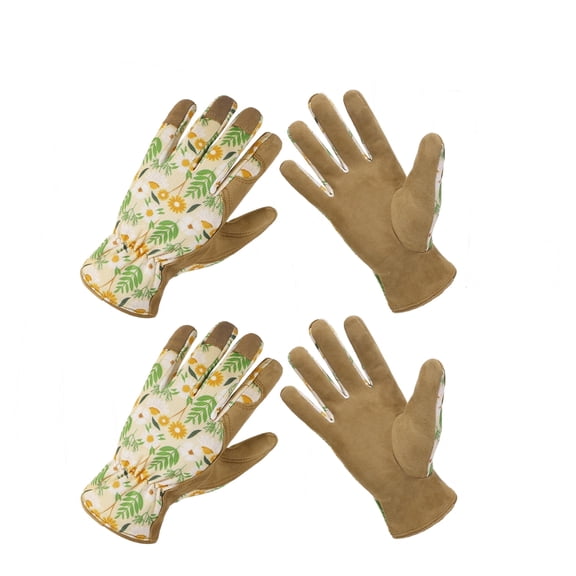 HANDLANDY Gardening Gloves for Women, Breathable Leather work Glove.2 Pairs